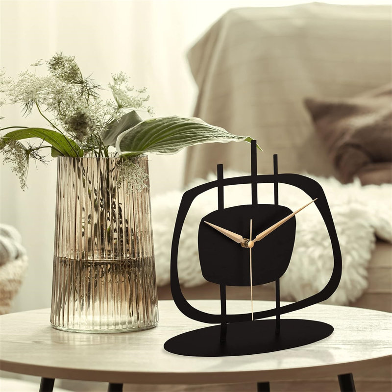 Analogue Metal Mechanical Tabletop Clock Black