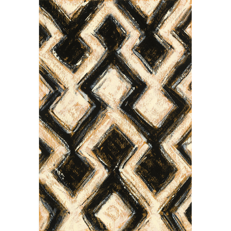 Black And Gold Geometric III by Shirley Novak - Wrapped Canvas Painting, 12" H x 8" W x 1.25" D