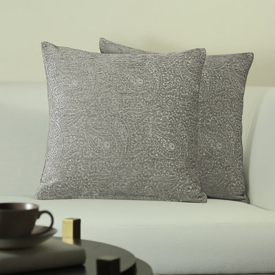 Paisley Stone Color Jacquard Cushion Cover (Set Of 2)