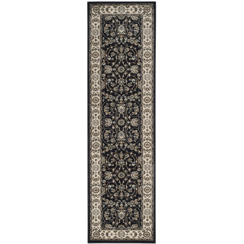 Klose Performance Oriental Rug, Runner 2'3" x 6', Anthracite/Cream