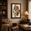 Tableau abstrait sur toile avec anneaux métalliques or et bronze tourbillonnants-877896620