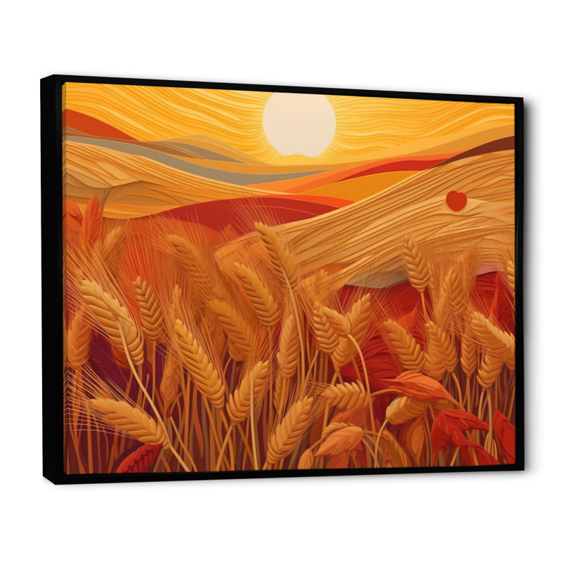 Golden Harvest Cord Field V sur toile, H 16 po x l 32 po x P 1 po, Cadre flottant noir