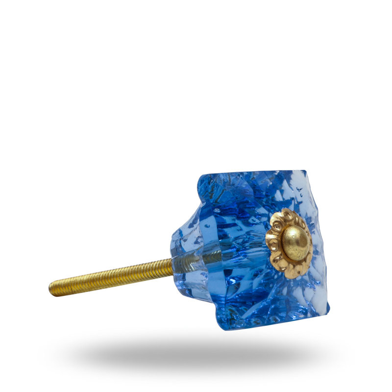 Mammounia 1.4" Length Square Knob Multipack, Dodger Blue/Gold