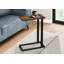 Table d'appoint en forme de C en panneau de fibres à densité moyenne 19,25 po x 9,5 po x 25 po avec structure en métal noir et finition brun aspect bois