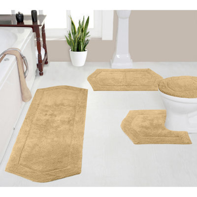 Ensemble de tapis de bain 4 pièces avec couvercle Waterford, séchage rapide, tapis lavables à la machine, absorbant