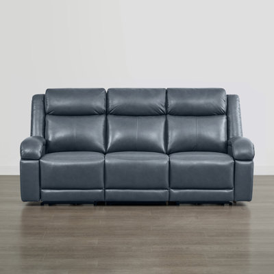 85.8″ 3-Seat Top-Grain Leather Power Recliner Sofa with USB Charging