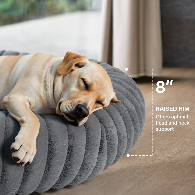 Lit pour chien Calming Donut, Gris, Grand (H 8 po x l 36 po x P 36 po)