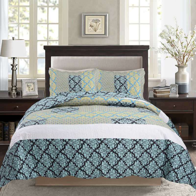 Ensemble de courtepointe réversible légère Damask, Grand