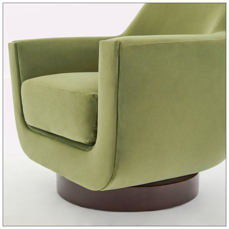 Fauteuil demi-tonneau pivotant de 30,90 po Mercersville, Velours vert