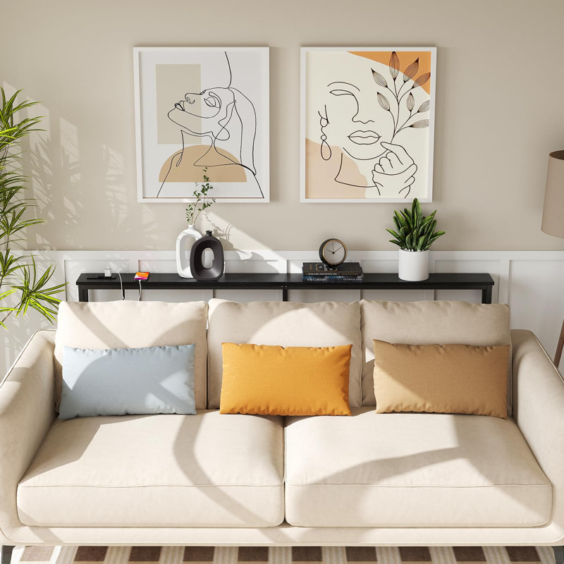 Console Table - Space-Saving Sofa Table With Built-In Outlets & USB Ports, 5.9"D X 70.9"W X 31.5"H, Ideal For Living Room