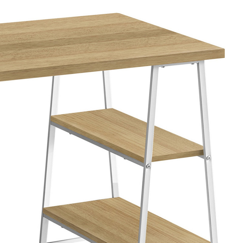 Allyssa Computer Desk, Home Office, Laptop, Storage Shelves, 48"L, Work, Metal, Laminate, Light Brown/White