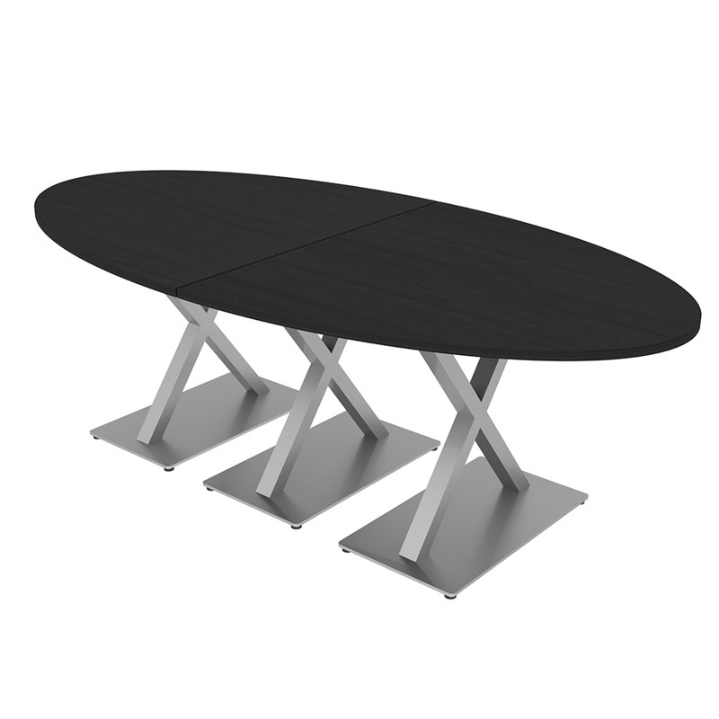 Table de salle de conférence ovale avec x bases, Cyprès noir, L 96 po x l 48 po