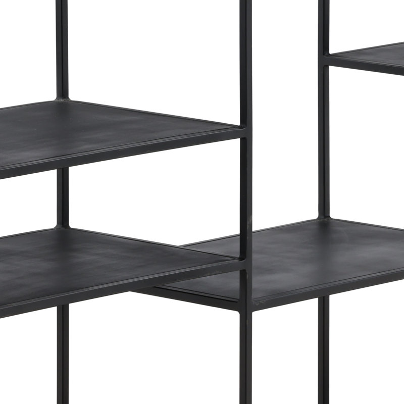 Daren 71" x 71" Metal Bookcase, Black
