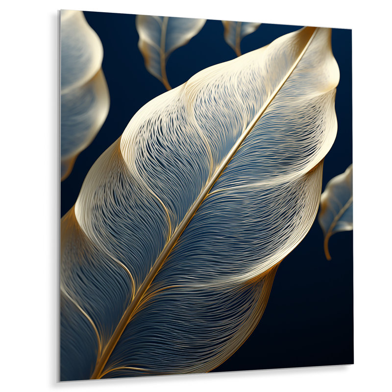 Art mural transparent avec feuilles dorées transparentes profondes, Métal métal, H 40 po x l 30 po x P 1,5 po