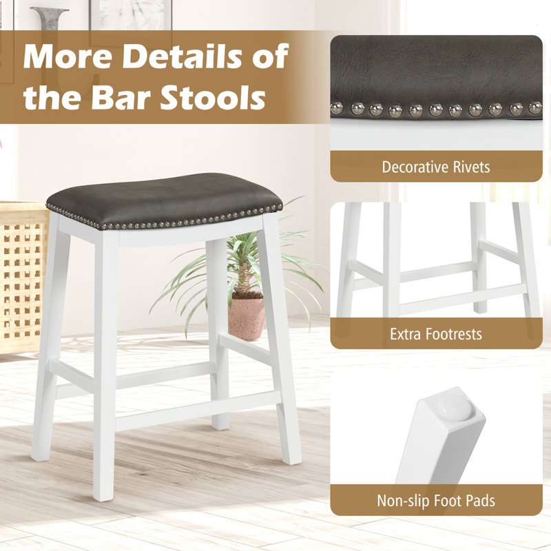 Tabouret de comptoir 26 po Jeko, Blanc, Gris