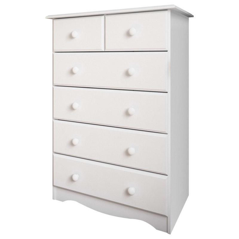 Pine Solid Wood 6 - Drawer Dresser, White