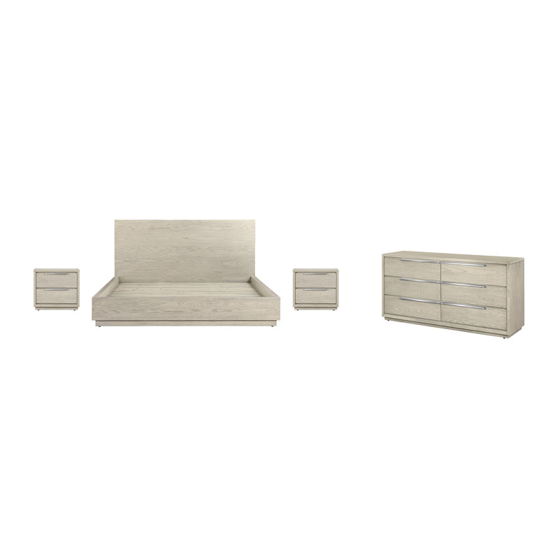 Amazyn 4 Piece Bedroom Set in Grey Oak Wood, King