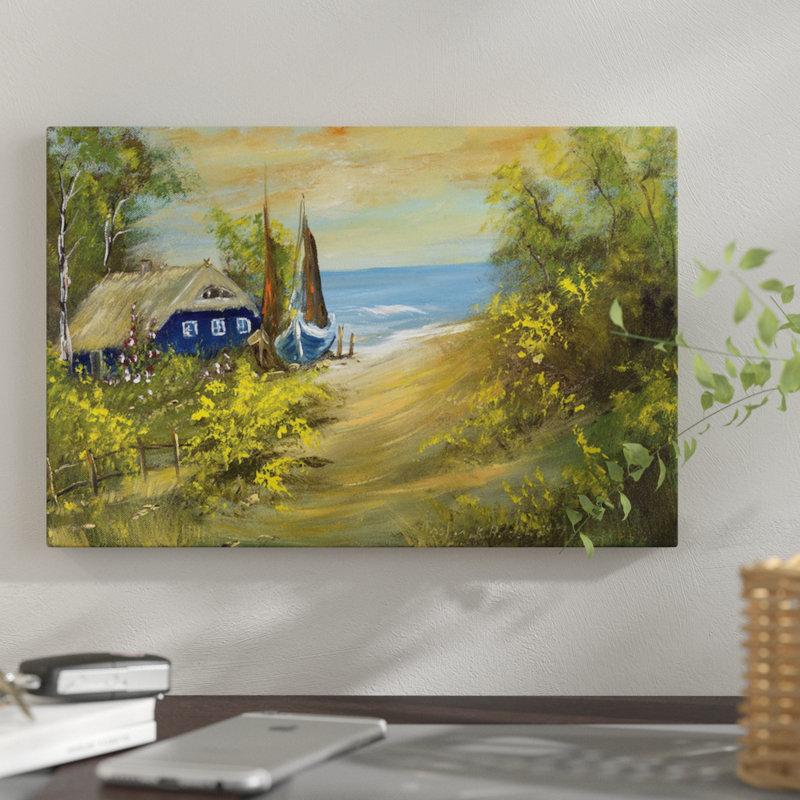 «Blue House I», reproduction sur toile, H 8 po x l 12 po x P 0,75 po, Pas de tapis, Toile tendue