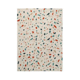 Terrazzo Cotton Abstract Area Rug in White/Red/Blue/Beige