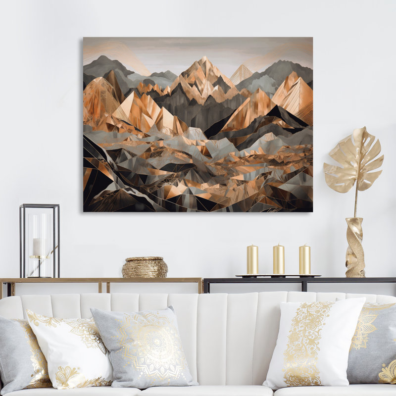 Horizons géométriques gris - impression, H 30 po x l 40 po x P 1,5 po, Toile tendue