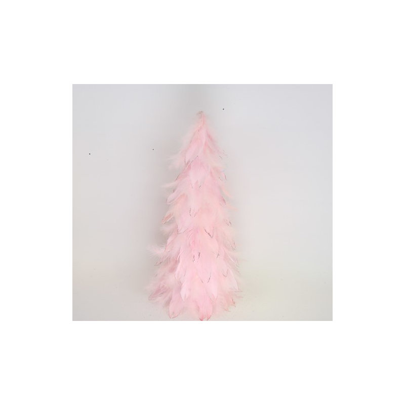 Layered Wispy Feather Cone Tree Christmas Decoration, Pink, 19.5" H x 7" W x 7" D