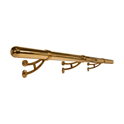 Outwater 2" Diameter X 6 Feet Long Solid Brass Bar Mount Foot Rail Kit – Polished Brass Finish With Domed End Caps