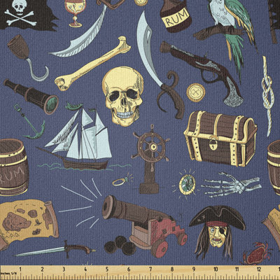 Derryl Various Mysterious Pirate and Hand Drawn Elements Multi-Purpose Fabric