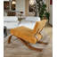 Fauteuil d'appoint en chenille de style Mid-Century en acier au carbone, fauteuil simple caramel avec base incurvée pour le salon