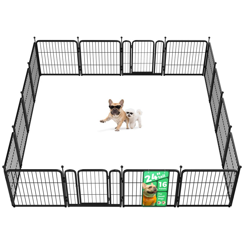 Parc pour chien à l'intérieur, cour, camping-car, 24 pouces, 16 panneaux pour petits et chiots, noir, Noir