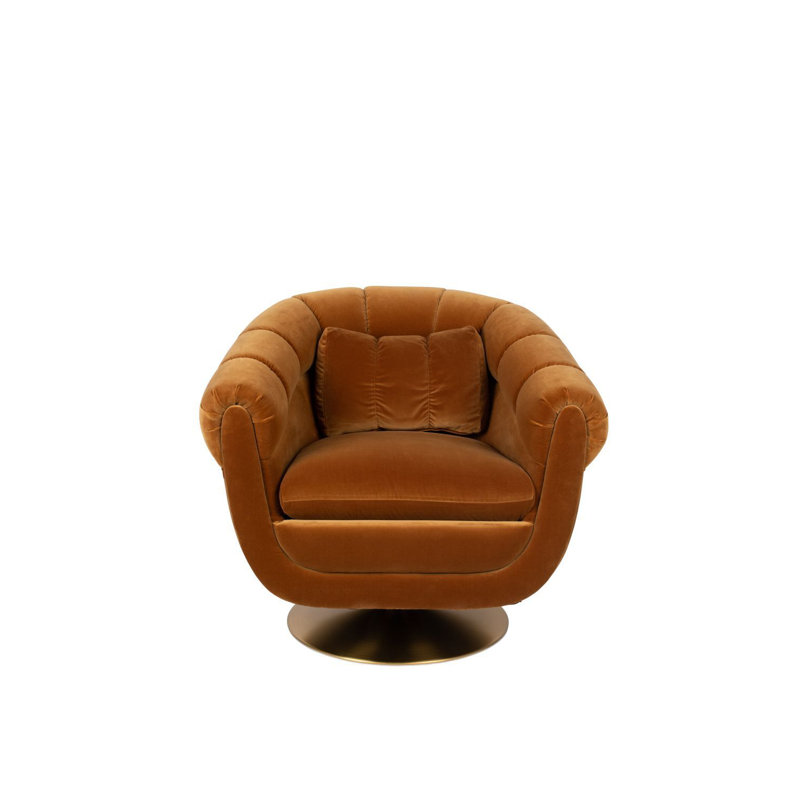 Member Swivel Lounge Chair, Orange Cotton Blend