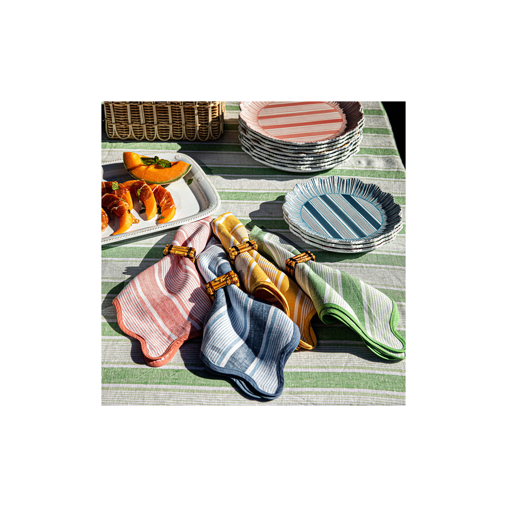 Cabana Stripe Napkins, Sunshine/Ocean/Seagrass/Coral
