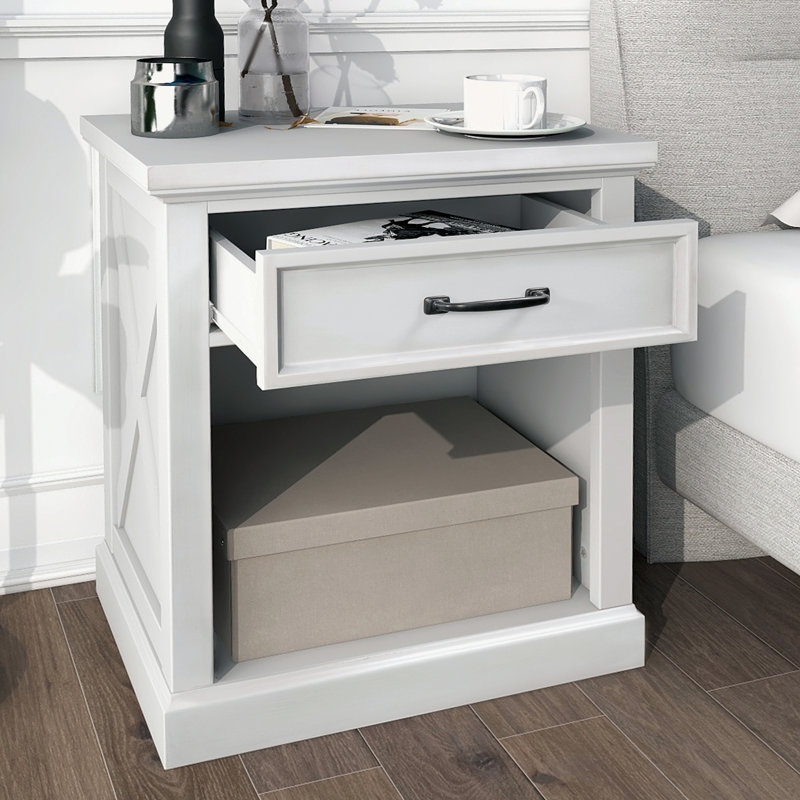 Table de chevet 1 tiroir Everhart, Blanc