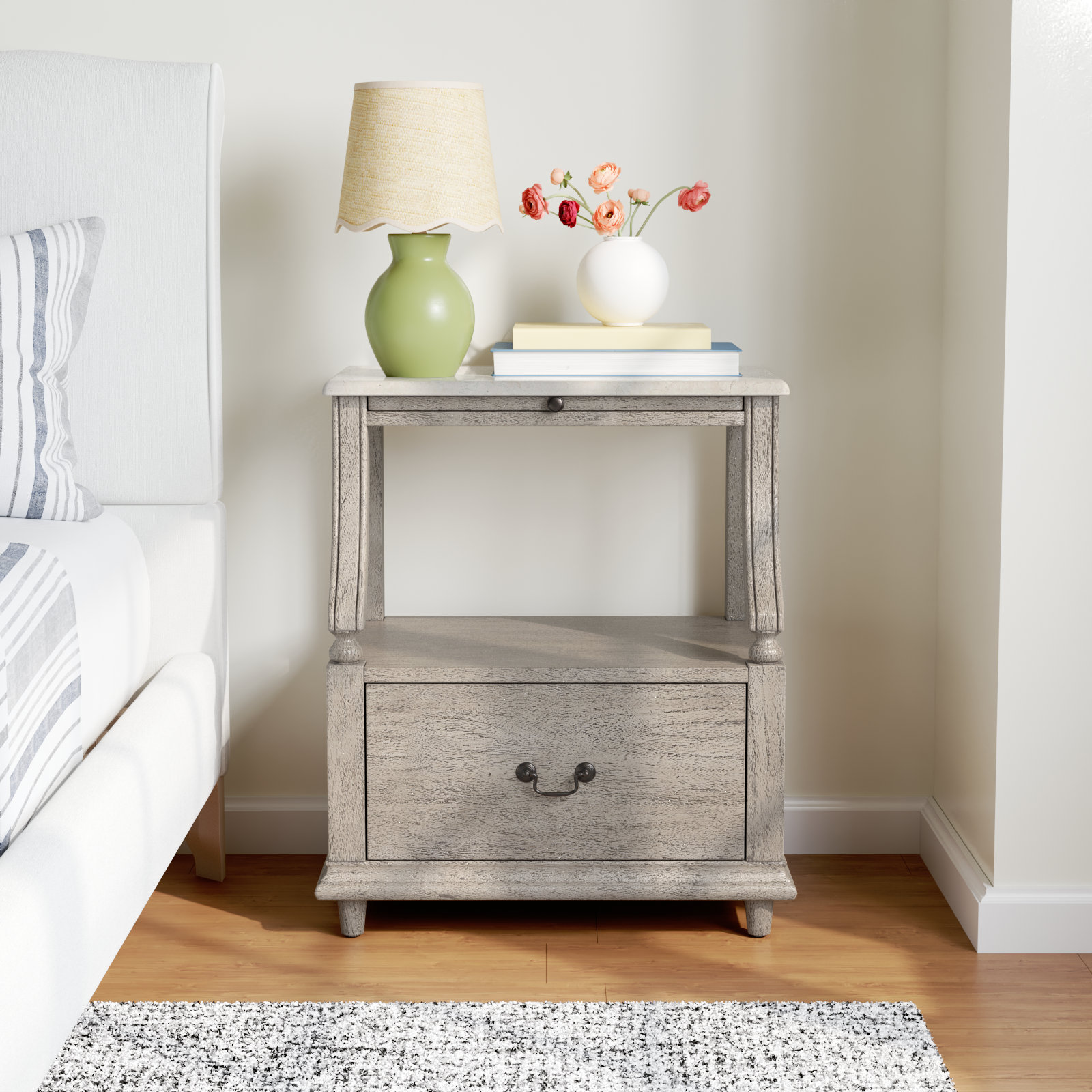 Aberdale Mahogany Nightstand, Gray