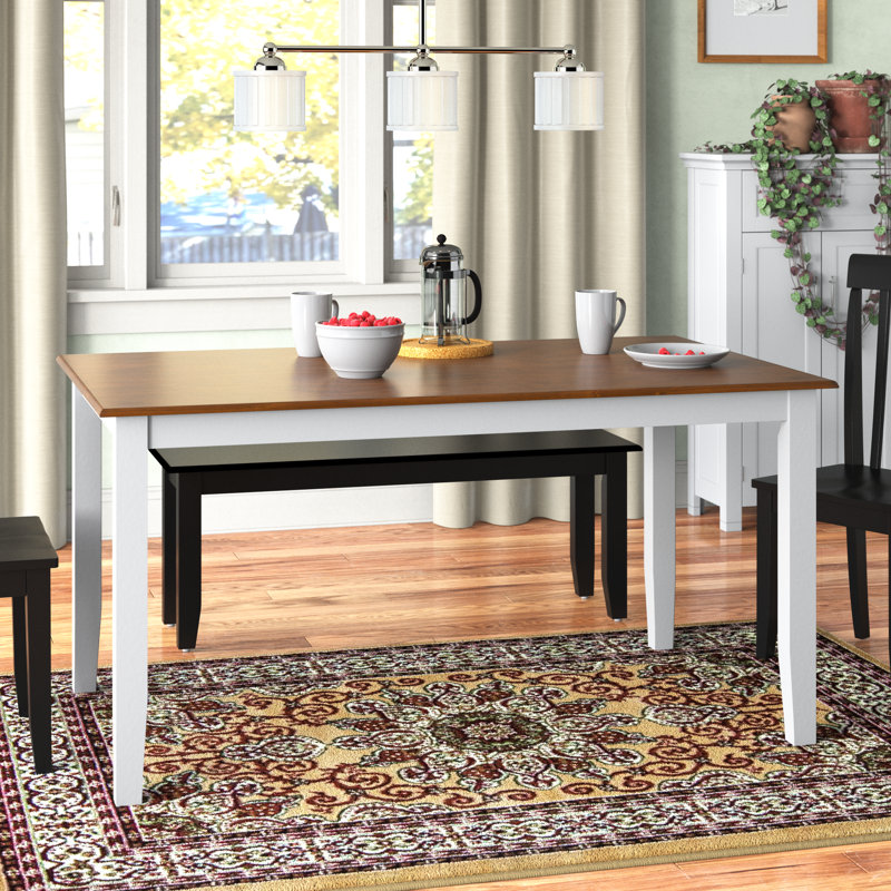 Raffe Solid Wood Base Dining Table, Cream / Honey Oak