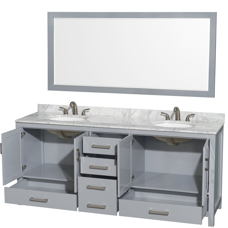 Sheffield 79" Double Bathroom Vanity Base Only, Gray