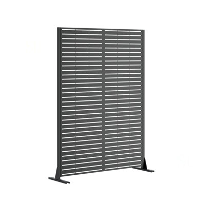 Metal Privacy Screen for Outdoor Freestanding, 72" H x 46" W Decorative Metal Fence Panels with Stable Base, Portable Divider Screens for Patio, Deck, Balcony, Backyard, Garden