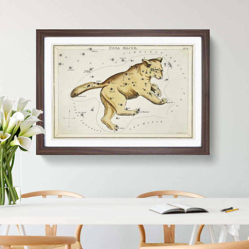 Astronomical Chart Of The Ursa Major Constellation - Single Picture Frame Painting, Walnut, 45cm H x 63cm W x 2cm D