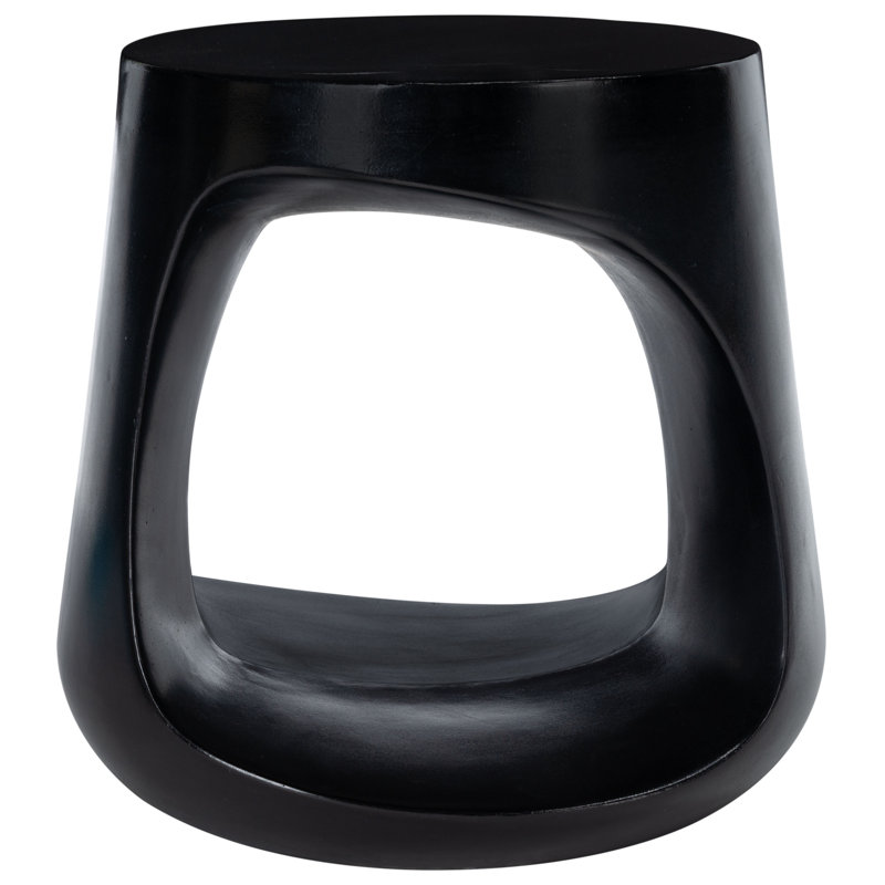 Chade Outdoor Concrete Accent Stool, Black