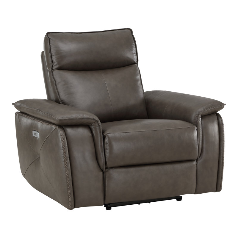 Fauteuil inclinable électrique 42 po Enjolie, Cuir brun foncé assorti
