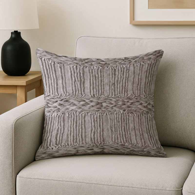 Coussin décoratif intérieur et extérieur Modern, Carré 16 po, Gris / taupe / beige géométrique