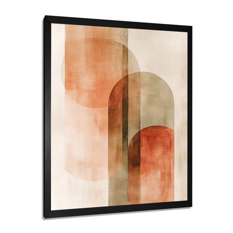Orange Brown Terracotta Balance II - Tableau abstrait moderne de transition encadré, H 20 po x l 12 po, Cadre photo noir