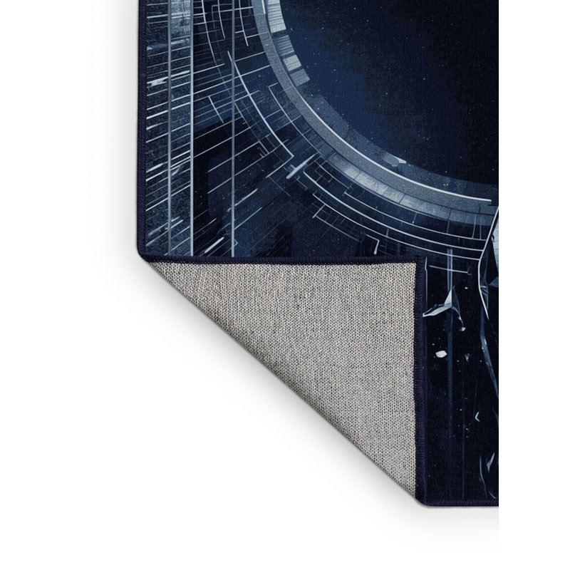 Tapis bleu lavable à la machine Cumberland, 8x10