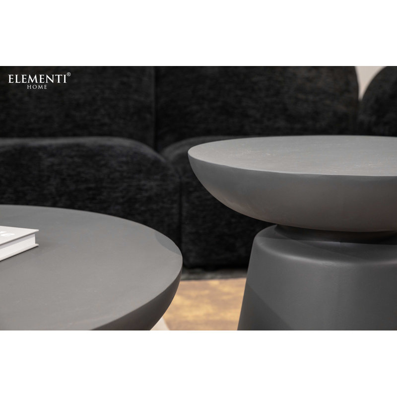 KYLIX Side Table Small Concrete Round End Table 35 x 35 x 47 cm, Black