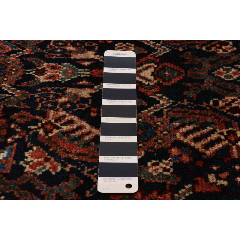 Tapis bleu marine noué à la main de conception unique 3 pi 3 po x 9 pi 7 po Andelz