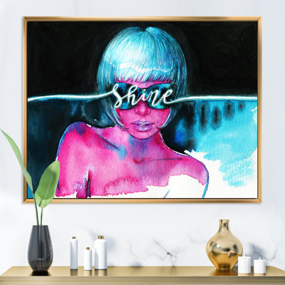 Shine Turquoise Sensual Portrait II - Glam, art mural sur toile