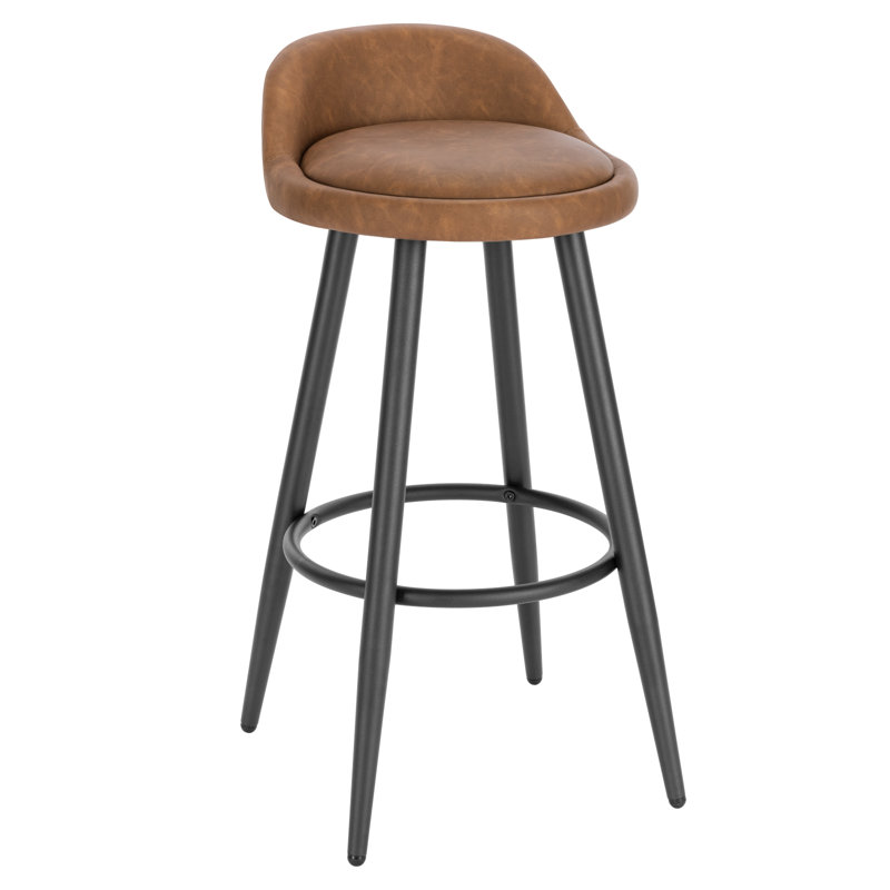 Crista Upholstered Counter Stool with Metal Frame, Brown