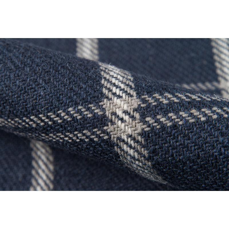 Tapis bleu marine en laine tissé à plat à la main Marlborough, Rectangle 2 pi x 3 pi
