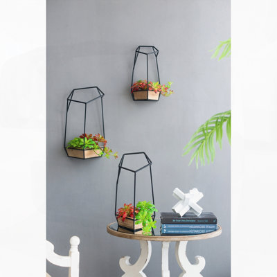 Ensemble de 3 jardinières murales en métal pour le jardin et le balcon, L: 9,8 x 9,8 x 16,5, M: 8,3 x 8,3 x 15,4, S: 7,1 x 7,1 x 13,4