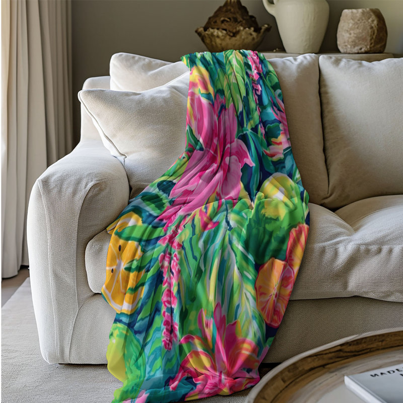 Tropical Tints - couverture de qualité supérieure 1 pièce, Grand lit