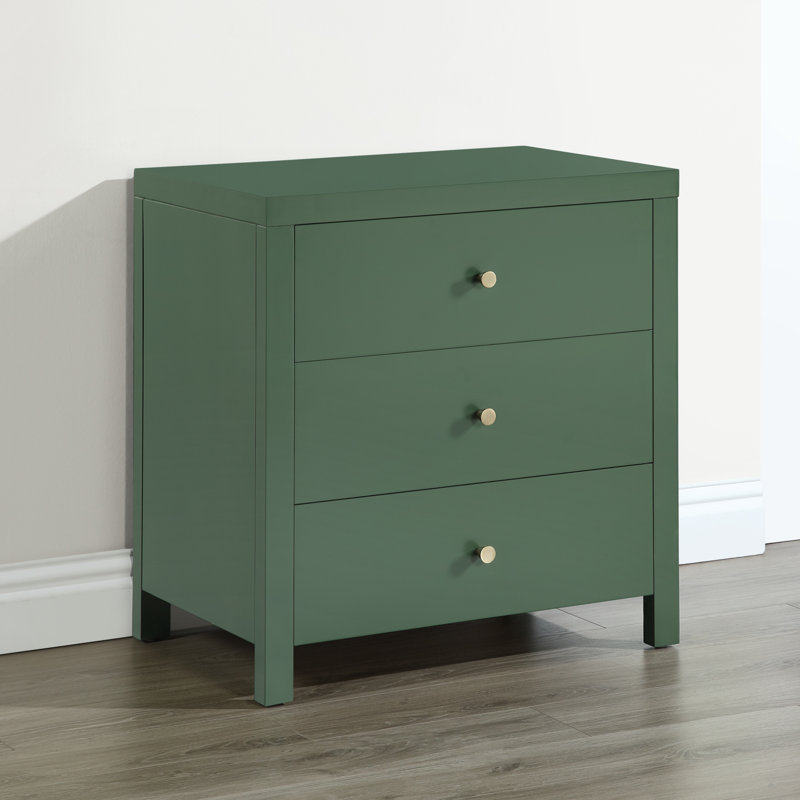 Alaynie 3-Drawer Nightstand, Vintage Green